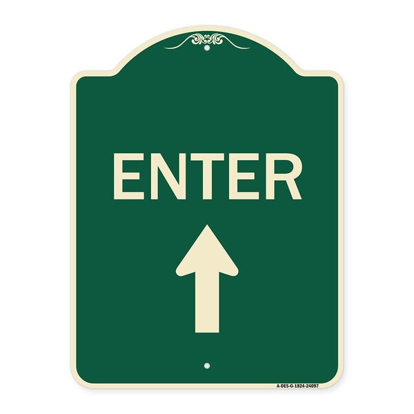 Signmission Enter Enter with Up Arrow Heavy-Gauge Aluminum Architectural Sign, 24" x 18", G-1824-24097 A-DES-G-1824-24097 - main